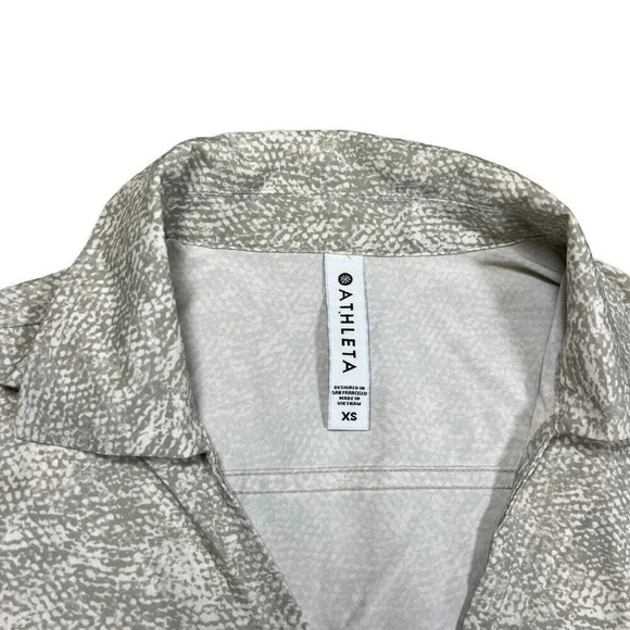 Athleta Zuma Shirt Dress Gray Snakeskin Front Pockets Long Sleeve Size XS - Picture 2 of 8